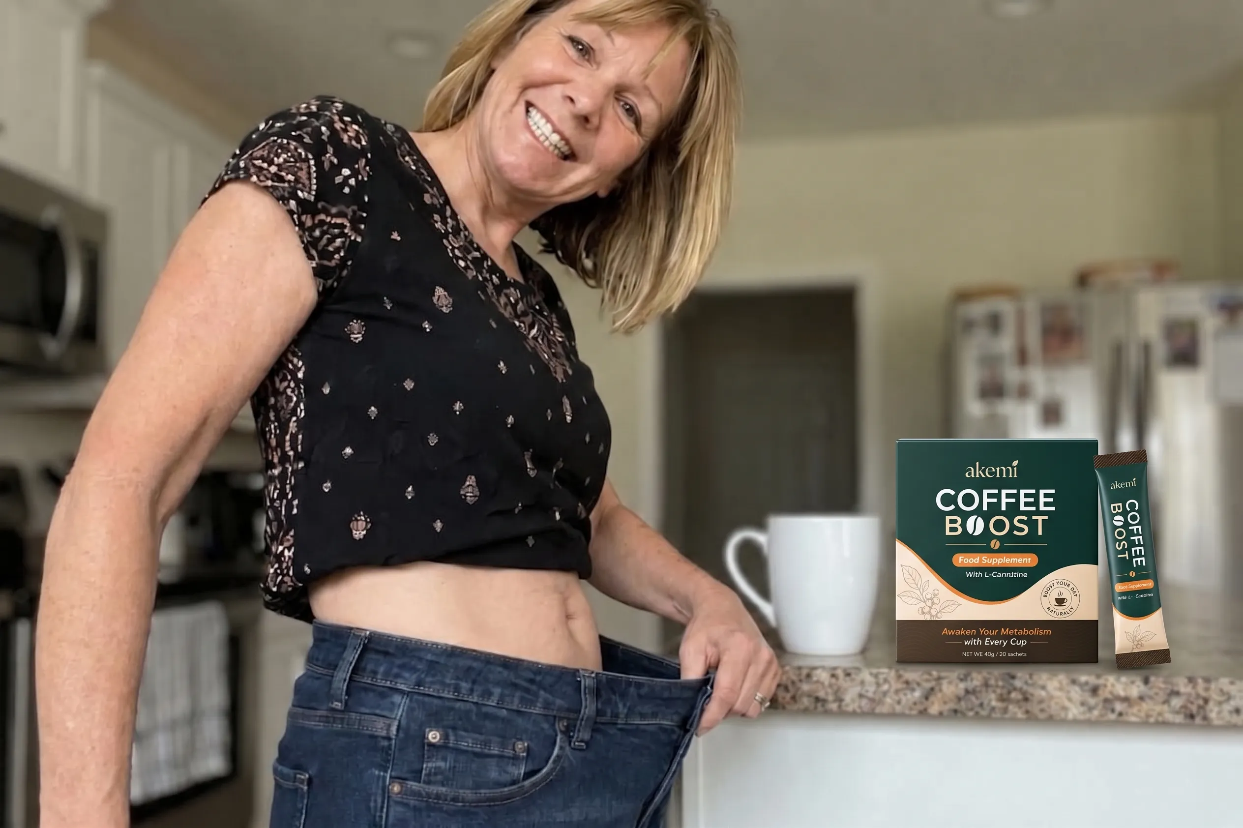 User showing success with her jeans